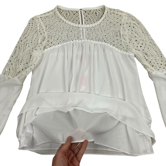 NWT Lilly Pulitzer Amenna Flounce Sleeve Top Sz 10 Resort White Lace Yoke Eyelet - Picture 9 of 15